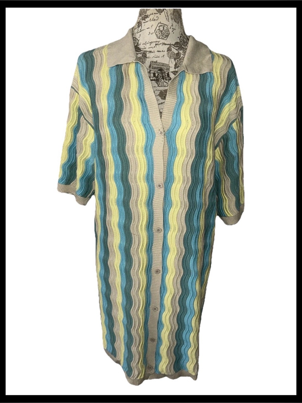 Yellow The Label Felix Knit Short Sleeved Shirt Dress Tropic S/M‎
